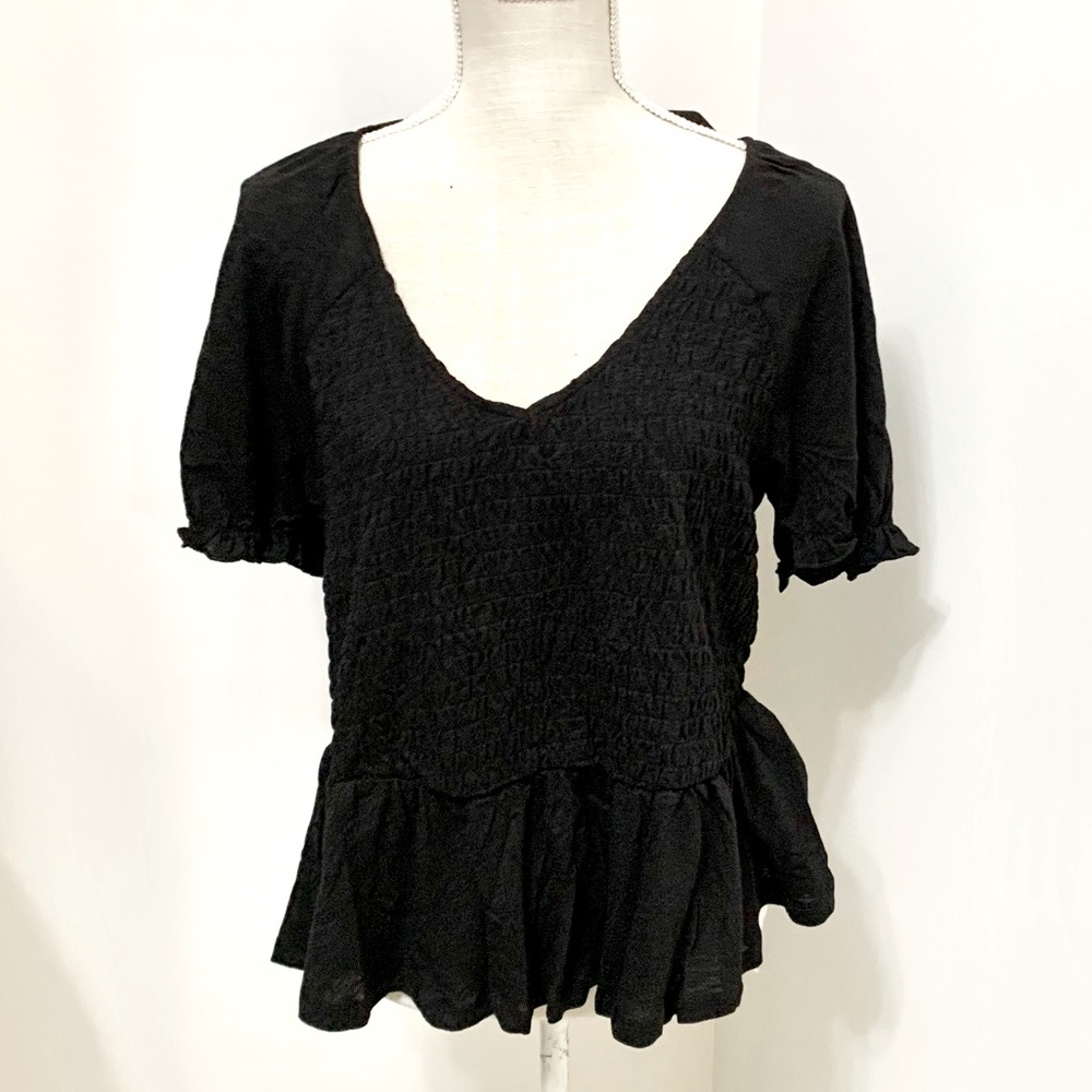 Torrid Cotton Modal Slub Smocked Short Sleeve Babydoll Top - 1X - 14/16 NEW